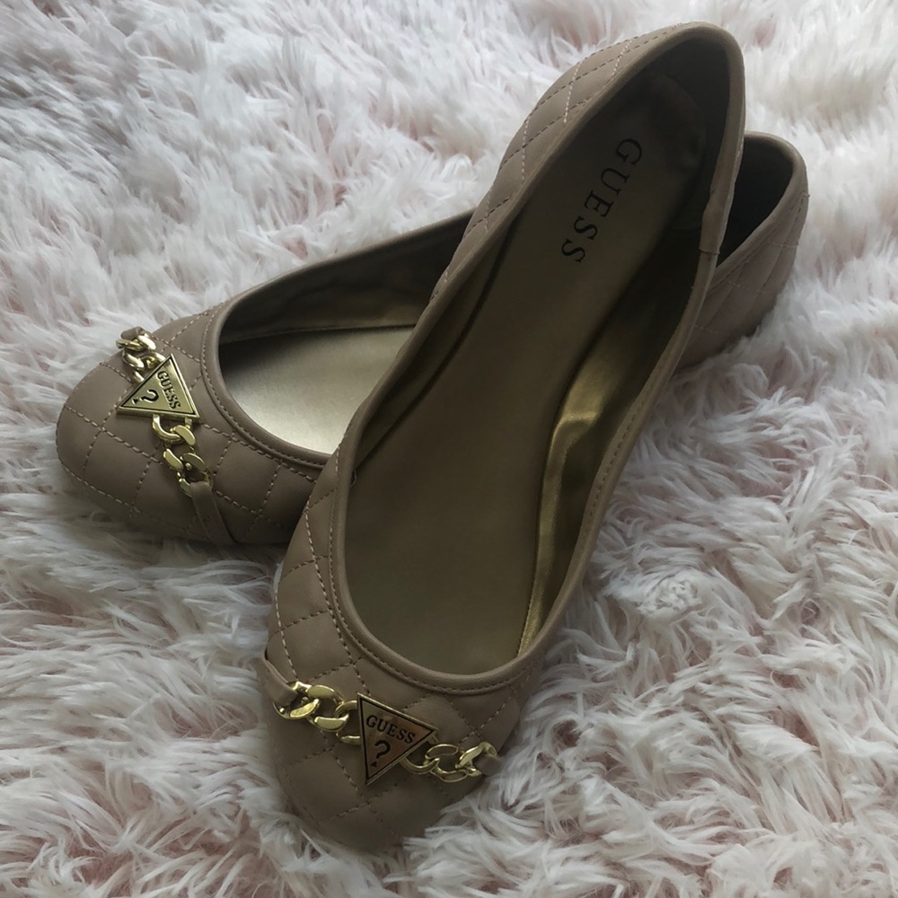 Guess ballet flats nude with gold, size 9.5